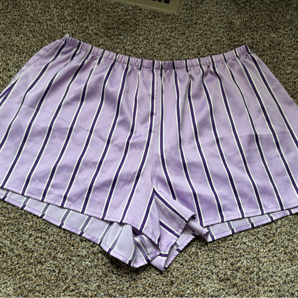 Striped Lavender Sleep Shorts